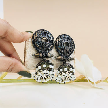 Oxidised Jhumki Earrings